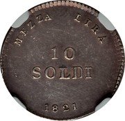 Italy 10 Soldi Ferdinando III 1821 C# 56 MEZZA LIRA 10 SOLDI 1821 coin reverse Italy 10 Soldi Ferdinando III 1821 C# 56 MEZZA LIRA 10 SOLDI 1821 coin reverse