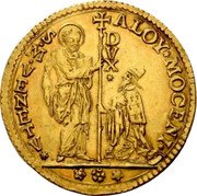 Italy 10 Zecchino Christ in Beaded Ellipse. Alvise Mocenigo II ND KM# 461 ALOY MOCENI S M VENETV coin obverse Italy 10 Zecchino Christ in Beaded Ellipse. Alvise Mocenigo II ND KM# 461 ALOY MOCENI S M VENETV coin obverse