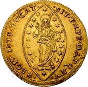 Italy 10 Zecchino Christ in Beaded Ellipse. Alvise Mocenigo II ND KM# 461 SIT T XPE DAT Q TV REGIS ISTE DVCAT coin reverse Italy 10 Zecchino Christ in Beaded Ellipse. Alvise Mocenigo II ND KM# 461 SIT T XPE DAT Q TV REGIS ISTE DVCAT coin reverse