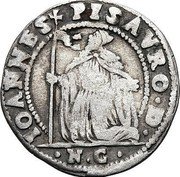 Italy 12 Soldo Giovanni Pesaro 1658 KM# 282 IOANNES PISAVRO DVX N G coin obverse Italy 12 Soldo Giovanni Pesaro 1658 KM# 282 IOANNES PISAVRO DVX N G coin obverse