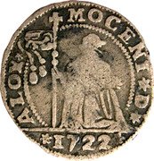 Italy 15 Soldi Lion of St. Mark. Alvise Mocenigo III 1722 KM# 504 ALOY MOCENI D 1722 coin obverse Italy 15 Soldi Lion of St. Mark. Alvise Mocenigo III 1722 KM# 504 ALOY MOCENI D 1722 coin obverse