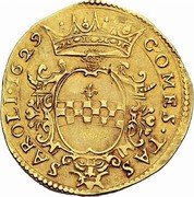 Italy 2 Doppie Filippo Spinola 1629 KM# 32 COMES. TASSAROLI 1629 coin reverse Italy 2 Doppie Filippo Spinola 1629 KM# 32 COMES. TASSAROLI 1629 coin reverse