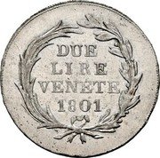 Italy 2 Lira Francesco II d’Absburgo-Lorena 1801 KM# 785 DUE LIRA VENETE 1801 coin reverse Italy 2 Lira Francesco II d’Absburgo-Lorena 1801 KM# 785 DUE LIRA VENETE 1801 coin reverse