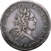 Italy 2 Paoli (16 Crazie) Francesco III 1738 C# 5 FRANC III D G LOTH BAR ET M ETR D REX HIER coin obverse Italy 2 Paoli (16 Crazie) Francesco III 1738 C# 5 FRANC III D G LOTH BAR ET M ETR D REX HIER coin obverse