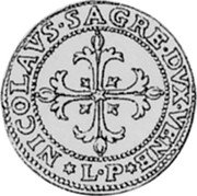 Italy 2 Scudo D'oro (Doppia) Floriated Cross. Nicolo Sagredo 1675 LP KM# 341 NICOLAVS SAGRE DVX VENE LP coin obverse Italy 2 Scudo D'oro (Doppia) Floriated Cross. Nicolo Sagredo 1675 LP KM# 341 NICOLAVS SAGRE DVX VENE LP coin obverse