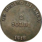 Italy 2 Soldi Ferdinando III 1818 C# 55 UN DECIMO DI LIRA 2 SOLDI 1818 coin reverse Italy 2 Soldi Ferdinando III 1818 C# 55 UN DECIMO DI LIRA 2 SOLDI 1818 coin reverse