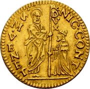Italy 2 Zecchino Christ in Beaded Ellipse. Nicolo Contarini ND An XF example realized approximately $52,000 in a November 2007 Numismatica Ars Classica auction. KM# 168 NIC CONT S M VENET DVX coin obverse Italy 2 Zecchino Christ in Beaded Ellipse. Nicolo Contarini ND An XF example realized approximately $52,000 in a November 2007 Numismatica Ars Classica auction. KM# 168 NIC CONT S M VENET DVX coin obverse