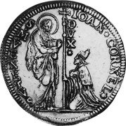 Italy 20 Zecchino Christ in Beaded Ellipse. Giovanni Corner II ND KM# 488 IOAN CORNEL S M VENETVS coin obverse Italy 20 Zecchino Christ in Beaded Ellipse. Giovanni Corner II ND KM# 488 IOAN CORNEL S M VENETVS coin obverse