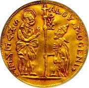 Italy 4 Zecchino Christ in Beaded Ellipse. Alvise Mocenigo III ND KM# 519 ALOYS MOCENI S M VENET DVX coin obverse Italy 4 Zecchino Christ in Beaded Ellipse. Alvise Mocenigo III ND KM# 519 ALOYS MOCENI S M VENET DVX coin obverse