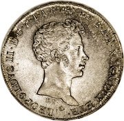 Italy 5 Paoli (1/2 Francescone) Leopold II. Tuscany 1828 C# 73 LEOPOLDVS II D G P I A P R H ET B A A MAGN DVX ETR P C coin obverse Italy 5 Paoli (1/2 Francescone) Leopold II. Tuscany 1828 C# 73 LEOPOLDVS II D G P I A P R H ET B A A MAGN DVX ETR P C coin obverse