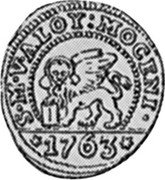 Italy 5 Soldo Alvise Mocenigo IV ND KM# 652 S M V ALOY. MOCENI 1763 coin obverse Italy 5 Soldo Alvise Mocenigo IV ND KM# 652 S M V ALOY. MOCENI 1763 coin obverse