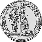 Italy 50 Zecchino Christ in Beaded Ellipse. Alvise Mocenigo III ND KM# 523 ALOYS MOCENICO S M VENETVS DVX coin obverse Italy 50 Zecchino Christ in Beaded Ellipse. Alvise Mocenigo III ND KM# 523 ALOYS MOCENICO S M VENETVS DVX coin obverse