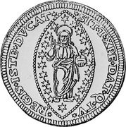 Italy 50 Zecchino Christ in Beaded Ellipse. Alvise Mocenigo III ND KM# 523 SIT T XPE DAT Q TV REGIS ISTE DVCAT coin reverse Italy 50 Zecchino Christ in Beaded Ellipse. Alvise Mocenigo III ND KM# 523 SIT T XPE DAT Q TV REGIS ISTE DVCAT coin reverse