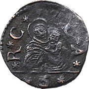 Italy 6 Bagattini (Bezzo or Bezzone) Madonna with Child ND (1680) KM# 367 R C L A 6 coin obverse Italy 6 Bagattini (Bezzo or Bezzone) Madonna with Child ND (1680) KM# 367 R C L A 6 coin obverse