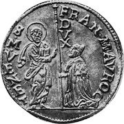 Italy 6 Zecchino Christ in Beaded Ellipse. Francesco Morosini ND KM# 403 FRAN MAVROC S M VENET DVX coin obverse Italy 6 Zecchino Christ in Beaded Ellipse. Francesco Morosini ND KM# 403 FRAN MAVROC S M VENET DVX coin obverse