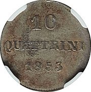 Italy Dieci Quattrino Leopold II 1853 C# 66 10 QUATTRINI 1853 coin reverse Italy Dieci Quattrino Leopold II 1853 C# 66 10 QUATTRINI 1853 coin reverse