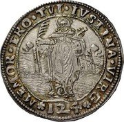 Italy Ducato Francesco Molin 1646 MB KM# 208 MEMOR ERO TVI IVSTINA VIRG 124 coin reverse Italy Ducato Francesco Molin 1646 MB KM# 208 MEMOR ERO TVI IVSTINA VIRG 124 coin reverse