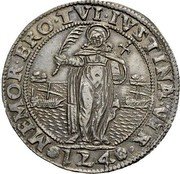 Italy Ducato Bertucci Valier 1656 FC KM# 270 124 MEMOR ERO TVI IVSTINA VIR coin reverse Italy Ducato Bertucci Valier 1656 FC KM# 270 124 MEMOR ERO TVI IVSTINA VIR coin reverse