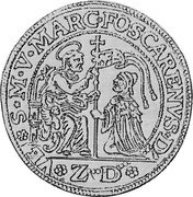 Italy Ducato Marco Foscarini 1762 ZD KM# 640 S M V MARC FOSCARENVS D Z D coin obverse