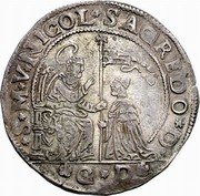 Italy Ducato Nicolo Sagredo ND GD KM# 338 S M V NICOL SAGREDO D G D coin obverse Italy Ducato Nicolo Sagredo ND GD KM# 338 S M V NICOL SAGREDO D G D coin obverse