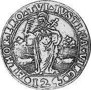 Italy Ducato Leonardo Donato ND KM# 21 MEMOR ERO TVI IVSTINA VIRG 124 coin reverse Italy Ducato Leonardo Donato ND KM# 21 MEMOR ERO TVI IVSTINA VIRG 124 coin reverse