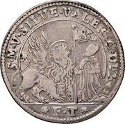 Italy Ducatone Silvestro Valier 1694 FT KM# 430 S M V SILVE VALERIO DVX FT coin obverse Italy Ducatone Silvestro Valier 1694 FT KM# 430 S M V SILVE VALERIO DVX FT coin obverse
