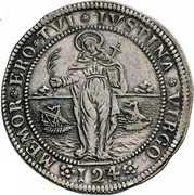 Italy Ducatone St. Justina. Lodovico Manin 1789 GF KM# 748 MEMOR ERO TVI IVSTINA VIRGO 124 coin reverse