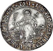 Italy Ducatone Giovanni Corner II ND FAP KM# 476 MEMOR ERO TVI IVSTINA VIR 124 coin reverse Italy Ducatone Giovanni Corner II ND FAP KM# 476 MEMOR ERO TVI IVSTINA VIR 124 coin reverse