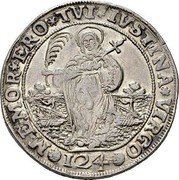 Italy Ducatone Pietro Grimani ND FP KM# 582 MEMOR ERO TVI IVSTINA VIRGO 124 coin reverse Italy Ducatone Pietro Grimani ND FP KM# 582 MEMOR ERO TVI IVSTINA VIRGO 124 coin reverse