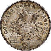 Italy Fiorino Leopoldo II 1859 C# 79 GOVERNO DELLA TOSCANA L.GORI coin obverse Italy Fiorino Leopoldo II 1859 C# 79 GOVERNO DELLA TOSCANA L.GORI coin obverse