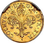 Italy Florino Cosimo III 1722 FR# 326 COSMVS III D G M DVX ETR coin obverse Italy Florino Cosimo III 1722 FR# 326 COSMVS III D G M DVX ETR coin obverse