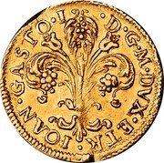 Italy Florino Giovanni Gaston 1729 FR# 328 IOAN GASTO I D G M DVX ETR coin obverse Italy Florino Giovanni Gaston 1729 FR# 328 IOAN GASTO I D G M DVX ETR coin obverse