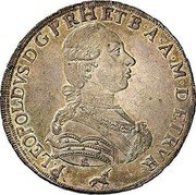 Italy Francescone Pietro Leopoldo 1790 C# 24.5 P LEOPOLDVS D G P R H ET B A A M D ETR coin obverse Italy Francescone Pietro Leopoldo 1790 C# 24.5 P LEOPOLDVS D G P R H ET B A A M D ETR coin obverse