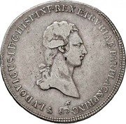 Italy Francescone Louis I 1802 C# 42.1 LVDOVICUS ID G HISP INF REX ETRVRIA E P AR PL AC & RINC coin obverse Italy Francescone Louis I 1802 C# 42.1 LVDOVICUS ID G HISP INF REX ETRVRIA E P AR PL AC & RINC coin obverse