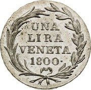 Italy Lira Franz II 1800 KM# 783 UNA LIRA VENETA 1800 coin reverse Italy Lira Franz II 1800 KM# 783 UNA LIRA VENETA 1800 coin reverse