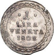 Italy Lira Francesco II 1802 KM# 790 1 LIRA VENETA 1802 coin reverse Italy Lira Francesco II 1802 KM# 790 1 LIRA VENETA 1802 coin reverse