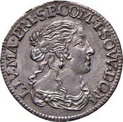 Italy Luigino Livia 1666 KM# 52.1 LIV MA PRI SP COM T SOW DOM 16 66 coin obverse Italy Luigino Livia 1666 KM# 52.1 LIV MA PRI SP COM T SOW DOM 16 66 coin obverse