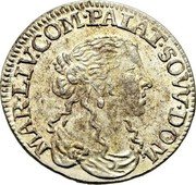 Italy Luigino Livia 1666 KM# 52.2 MAR LIV COM PALAT SOW DOM coin obverse Italy Luigino Livia 1666 KM# 52.2 MAR LIV COM PALAT SOW DOM coin obverse
