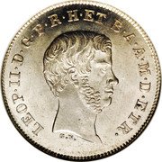 Italy Paolo Leopold II 1856 C# 70a LEOP II D G P R H ET B A A M D ETR G.N. coin obverse Italy Paolo Leopold II 1856 C# 70a LEOP II D G P R H ET B A A M D ETR G.N. coin obverse