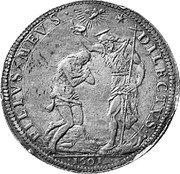 Italy Piastre Ferdinando II 1601 DAV# 4185 PILIVS MEVS DILECTVS 1601 coin reverse Italy Piastre Ferdinando II 1601 DAV# 4185 PILIVS MEVS DILECTVS 1601 coin reverse