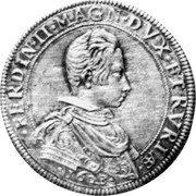 Italy Piastre Ferdinando II 1623/1623 DAV# 4198 FERDIN II MAGN DVX ET RVRIAE 1623 coin obverse Italy Piastre Ferdinando II 1623/1623 DAV# 4198 FERDIN II MAGN DVX ET RVRIAE 1623 coin obverse