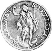 Italy Piastre Ferdinando II 1623/1623 DAV# 4198 S IOANNES BAPTISTA coin reverse Italy Piastre Ferdinando II 1623/1623 DAV# 4198 S IOANNES BAPTISTA coin reverse