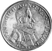 Italy Piastre (Ferdinando II) DAV# 4201 FERD II MAGN DVX ETRVRI 1638 coin obverse Italy Piastre (Ferdinando II) DAV# 4201 FERD II MAGN DVX ETRVRI 1638 coin obverse