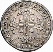 Italy Scudo Francesco Morosini ND AG KM# 399 FRAN MAVROCENVS DVX VENET A G coin obverse Italy Scudo Francesco Morosini ND AG KM# 399 FRAN MAVROCENVS DVX VENET A G coin obverse