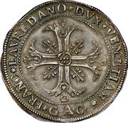 Italy Scudo Francesco Loredan ND GAC KM# 613 FRANC LAVREDANO DVX VENETIAR G A C coin reverse Italy Scudo Francesco Loredan ND GAC KM# 613 FRANC LAVREDANO DVX VENETIAR G A C coin reverse