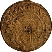 Italy Soldo Alvise Mocenigo II ND KM# 443 S M V ALOY MOC 12 coin obverse Italy Soldo Alvise Mocenigo II ND KM# 443 S M V ALOY MOC 12 coin obverse