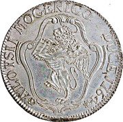 Italy Tallero Alvise Mocenigo IV 1764 KM# 686 ALOISII MOCENICO DUCE 1766 coin obverse Italy Tallero Alvise Mocenigo IV 1764 KM# 686 ALOISII MOCENICO DUCE 1766 coin obverse