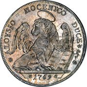 Italy Tallero Alvise Mocenigo IV 1769 KM# 690 ALOYSIO MOCENICO DUCE 1769 A S coin reverse