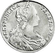Italy Tallero Allegorical Female Bust of Republic 1791 KM# 747 RESPUBLICA VENETA coin reverse Italy Tallero Allegorical Female Bust of Republic 1791 KM# 747 RESPUBLICA VENETA coin reverse