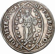 Italy Zecchino D'Argento Christ With Orb. Marcantonio Memmo ND AC Numismatica Ars Classica Auction 43, 11-07, goodVF realized approximately $74,000 KM# 53 SIT T XPE DAT Q TV REGIS ISTE DVCAT coin reverse Italy Zecchino D'Argento Christ With Orb. Marcantonio Memmo ND AC Numismatica Ars Classica Auction 43, 11-07, goodVF realized approximately $74,000 KM# 53 SIT T XPE DAT Q TV REGIS ISTE DVCAT coin reverse